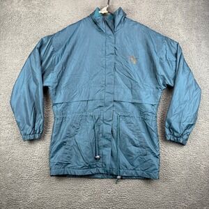Vintage Stony Brook Mens Teal Lightweight Nylon Windbreaker Jacket Size Small